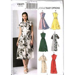 Vogue Easy Options V9371 Misses 6 to 14 Belted Dresses Uncut Sewing Pattern